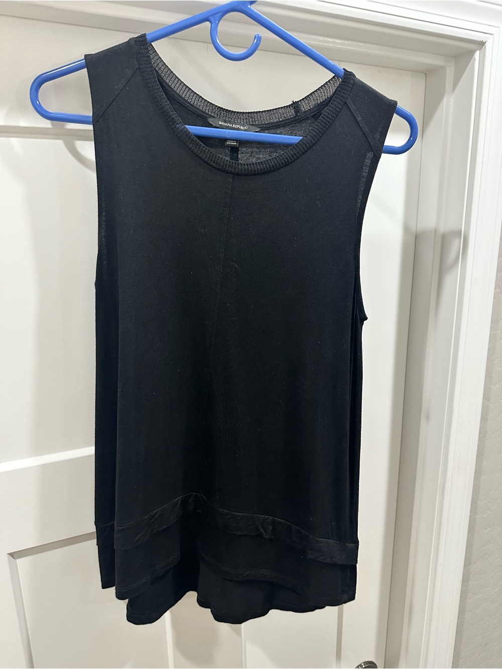 Banana Republic Black Layered-Hem Sleeveless Tank